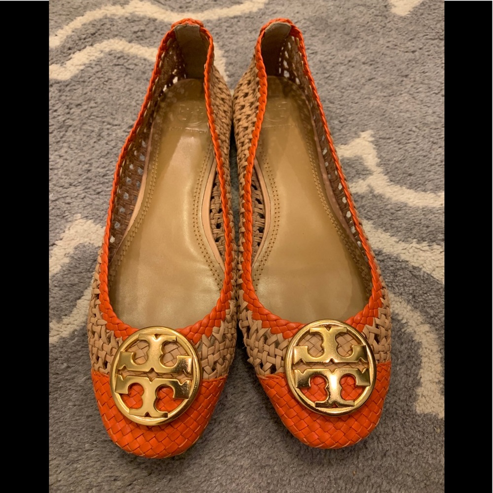 Tory Burch Chelsea woven cap-toe ballet flat